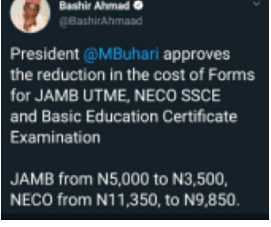 PRICE FOR JAMB REGISTRATION FORM